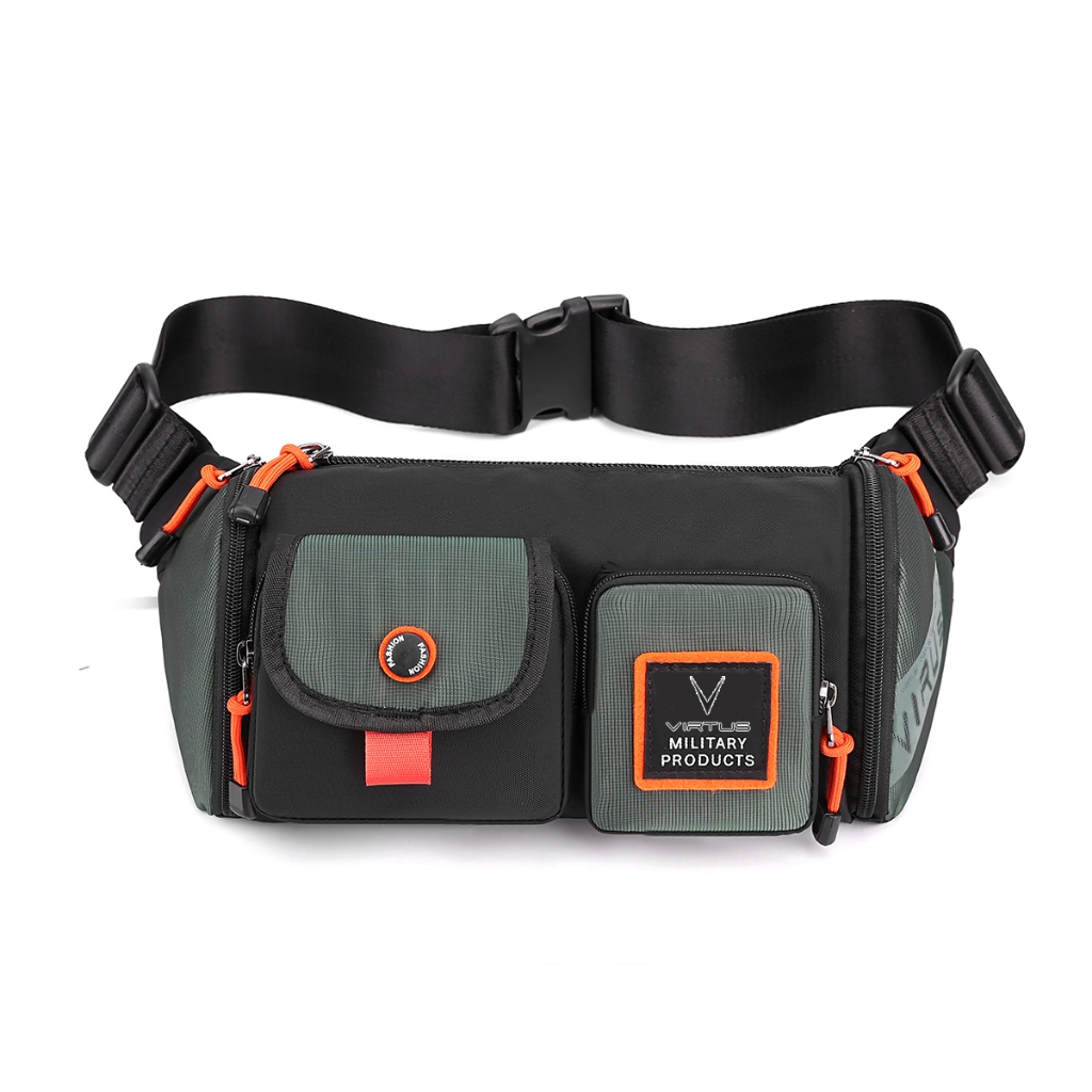 VIRTUS Tas Pinggang Pria Tas Selempang Cowok Tas Waistbag Modern Water Resistant Anti Percikan Air B