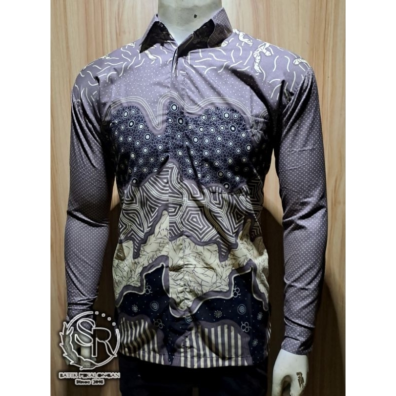 Kemeja Batik Pria Aborigin Mocca M L XL dan XXL Rekomendasi Batik Pria Seragam Batik