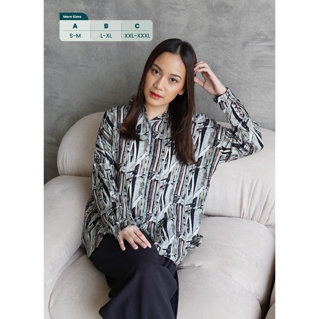 Ixora Auba Oversized Shirt - Kemeja Wanita Oversize Lengan Panjang