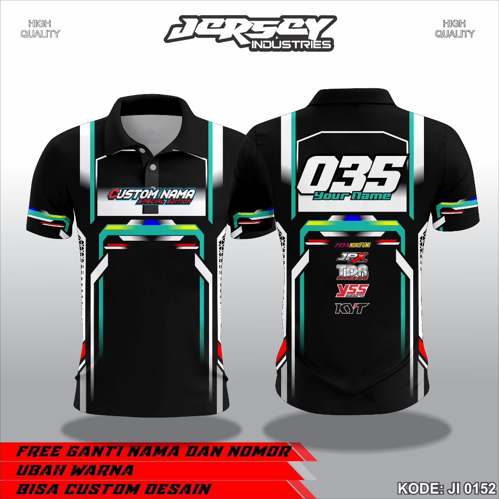 Jersey Racing kerah Simple Keren ( Custom Nama - Nomer ) - Baju Balap Printing - jersey kerah