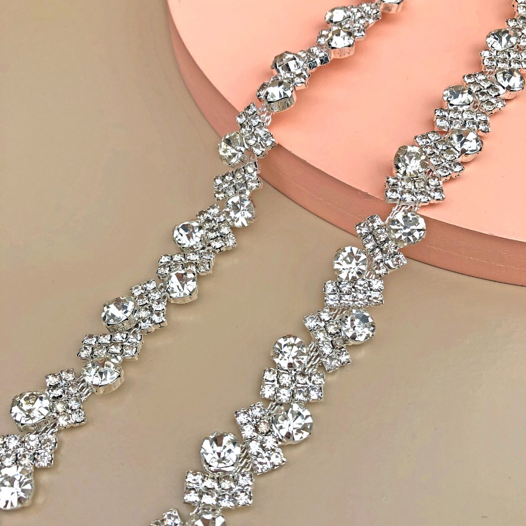 Payet Rangkai Rosemary | Kristal Swarovski Cantik Mewah Import Jahit Tempel Fancy Bridal Rhinestone 