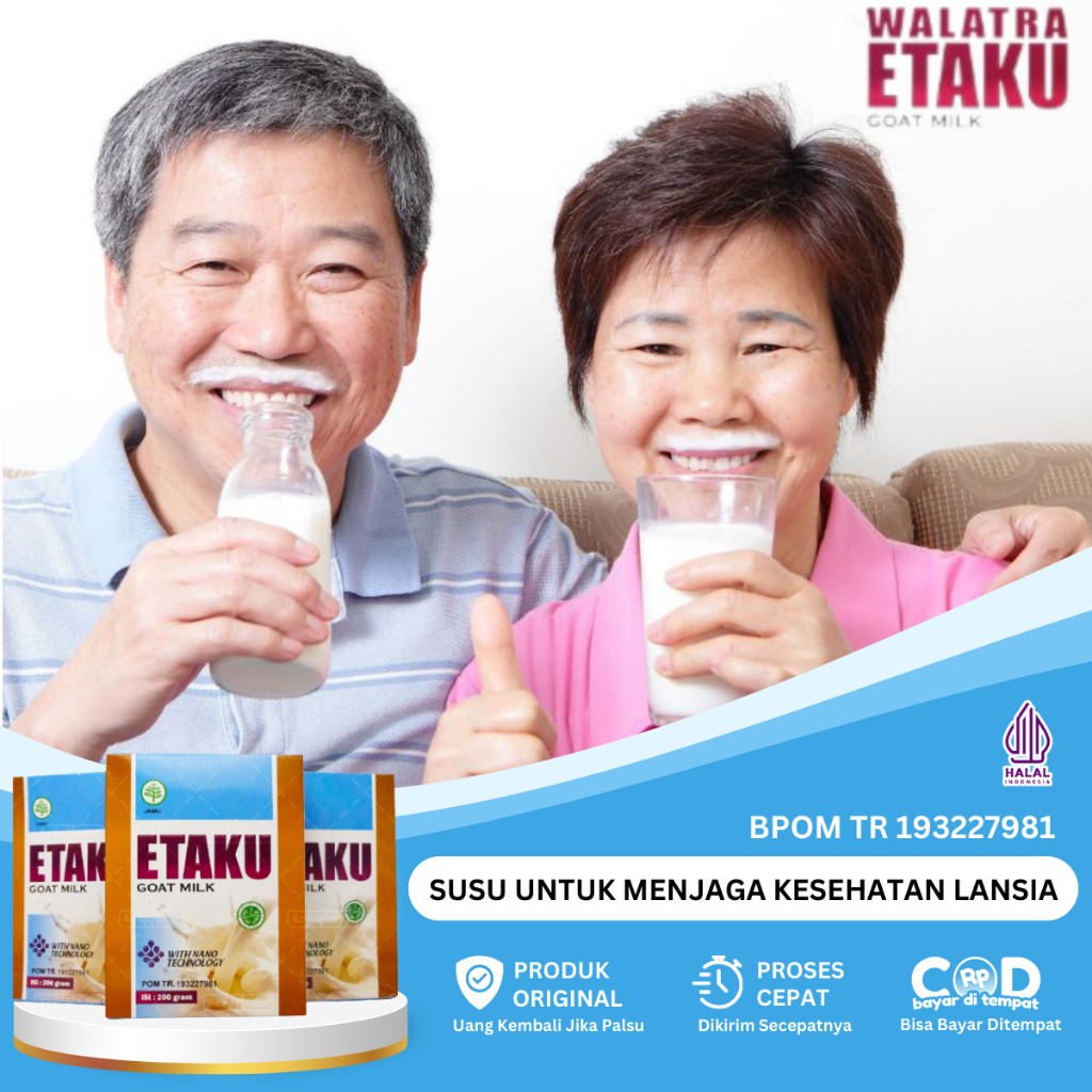 

Susu Lansia Pengganti Makanan, Susu Penambah Stamina Pada Lansia, Susu Untuk Menjaga Kesehatan Lansia, Vitamin Tulang Dan Sendi Untuk Lansia, Obat Osteoporosis, Nyeri Sendi Lutut Sakit Atasi Dengan Etaku Goat Milk 100% Original