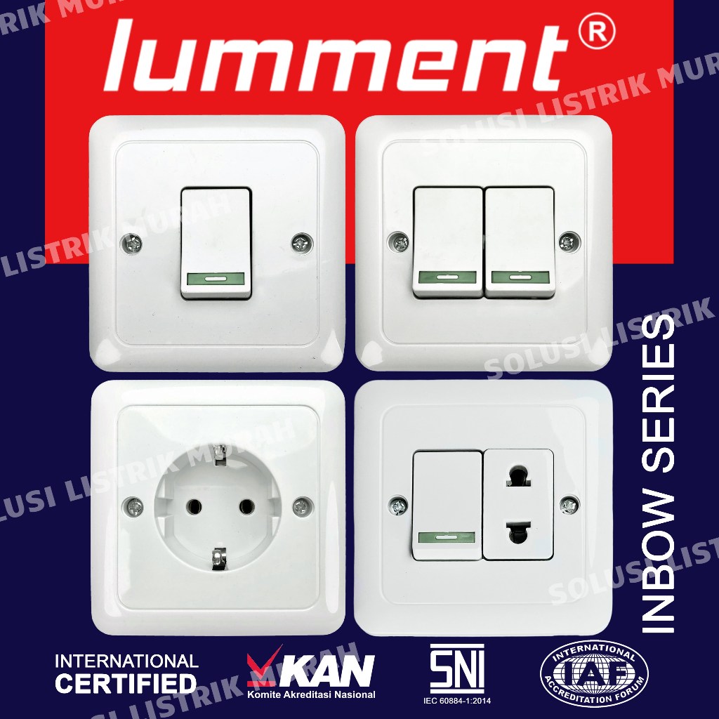 LUMMENT Saklar Single / Double / Stop Kontak / Saklar + Stop Kontak Tanam Inbow SNI