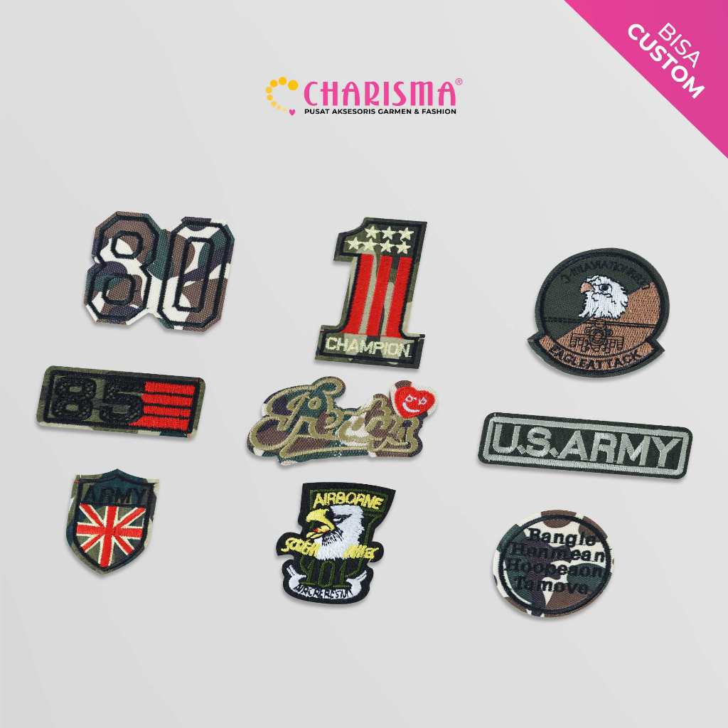 Charisma Patch Bordir Army Motif 2 - Aksesoris Emblem Pakaian / Stiker Pakaian Bordir