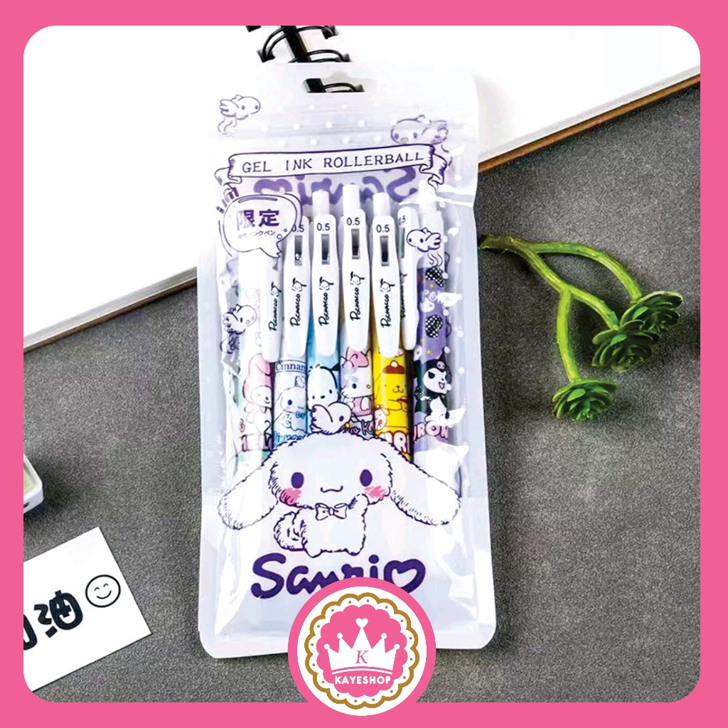 

Pulpen Gel Sanrio isi 6 pcs Warna Hitam | Bolpen Karakter Kartun Anak | Ballpoint Fancy Cute