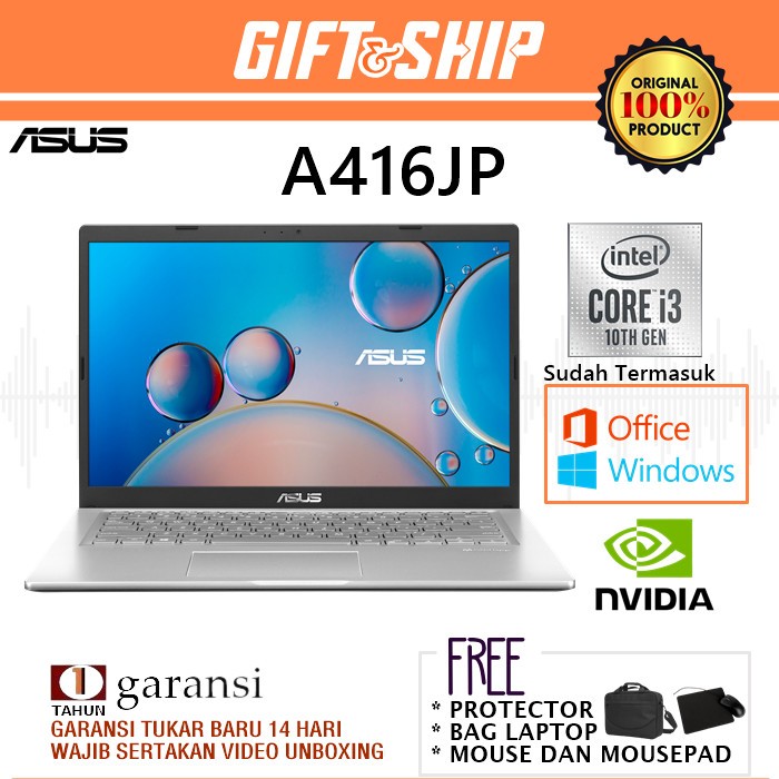 ASUS A416JP | intel Core i3-1005G1 | RAM 16GB SSD 512GB | 14" FHD | NVIDIA GEFORCE MX330 |  WIN 11