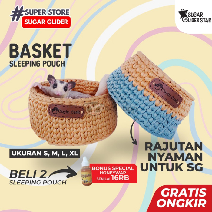 SUGAR GLIDER STAR Basket Sleeping Pouch Rajut Tempat Tidur Sugar Glider