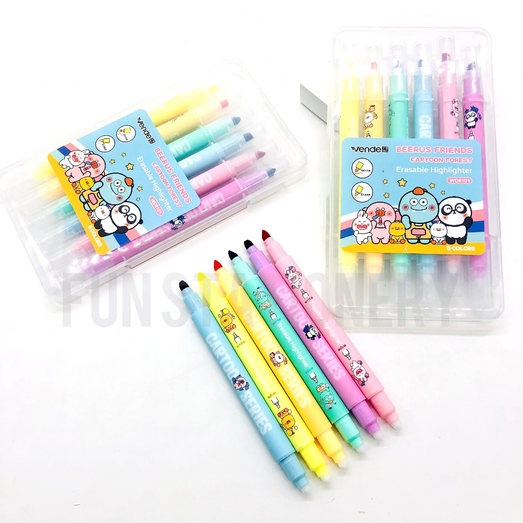 

(6 PCS) STABILO ERASABLE WD-8101 ANIMAL / HIGHLIGHTER PEN BISA DI HAPUS