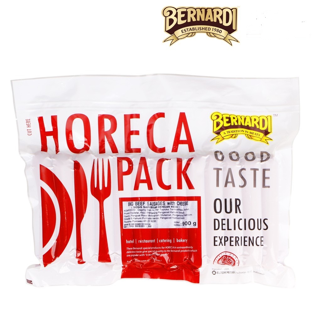 

BIG BEEF CHEESE SAUSAGE BERNARDI HORECA PACK 900GR ISI 11 SOSIS DAGING SAPI KEJU HALAL