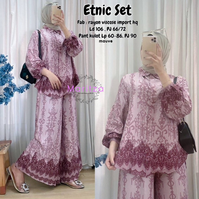 MARITZA Etnic Set Setelan Wanita Bahan Rayon Viscose Import HQ