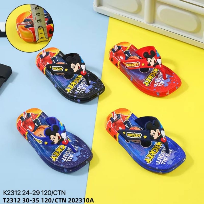 Sandal Jepit Anak Laki-laki Motif Mickey Mouse Lucu Karet Jelly Nyaman dipakai
