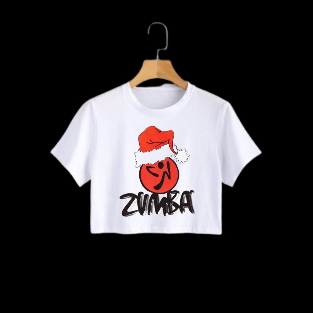 May Clothing Crop top zumba natal merry crismast Dewasa warna putih hijau neon bahan Cotton PE Doubl