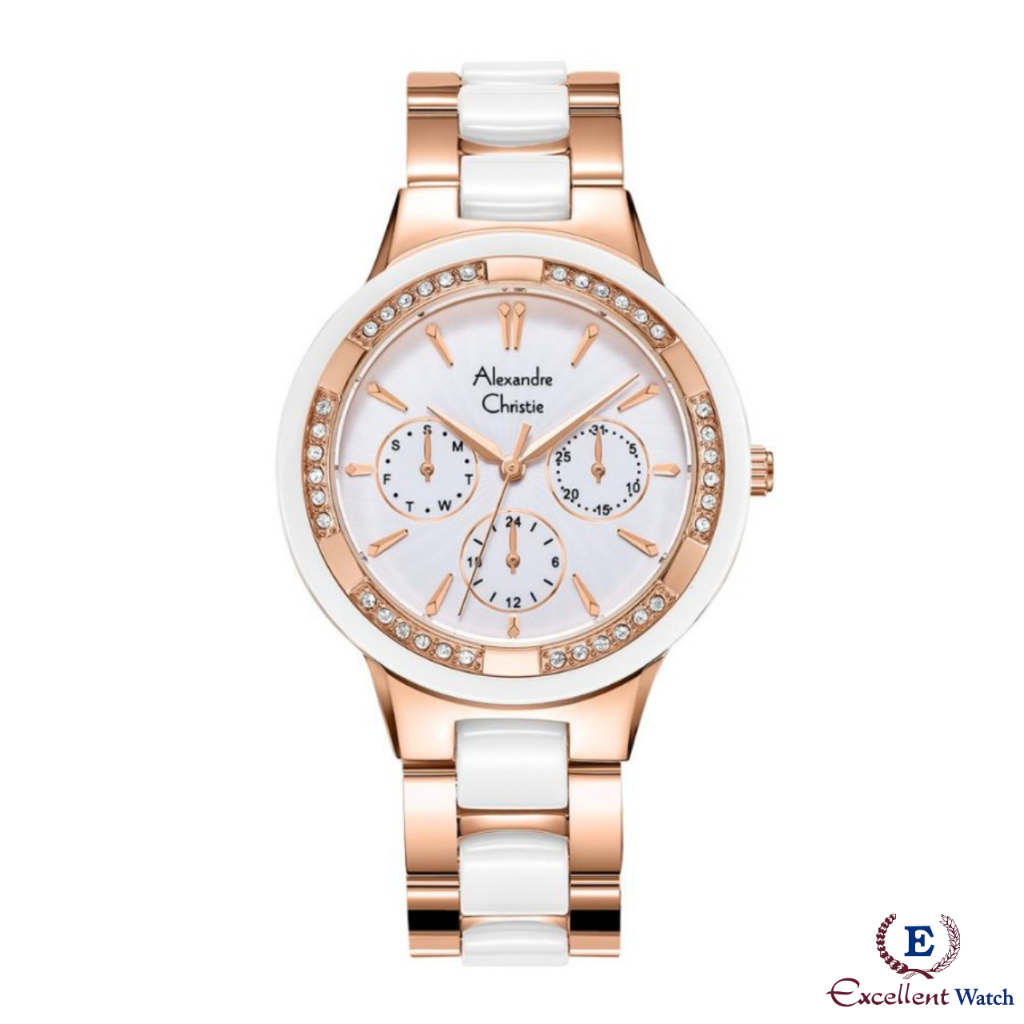 Excellent Jam Tangan Wanita Alexandre Christie AC 2299 White