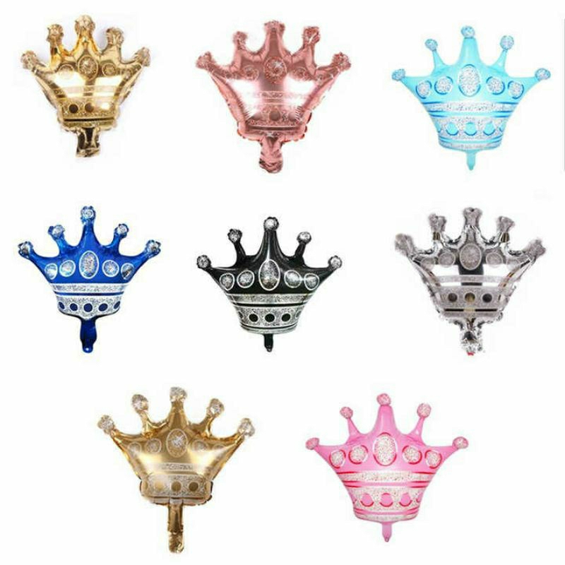 Balon foil karakter mahkota crown mini gold emas silver rosegold rose gold perak balloon baloon hias