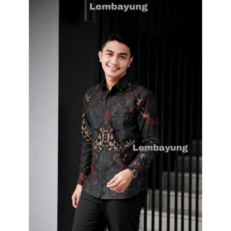 kemeja pria batik kemeja panjang pria azmil size M L XL XXL
