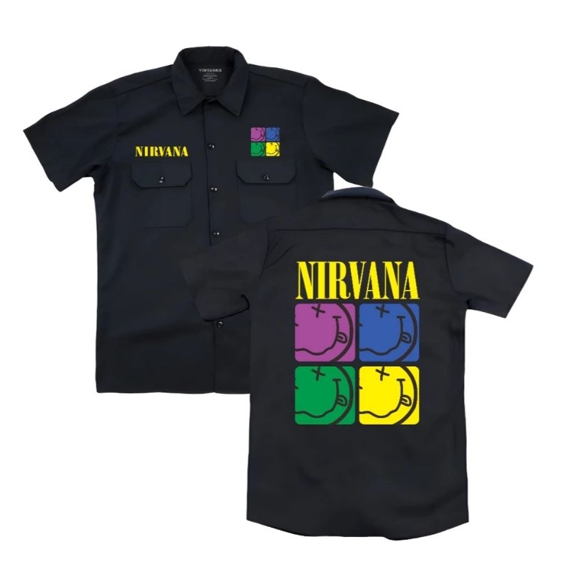 HEM KEMEJA WORKSHIRT NIRVANA BAND METAL / PUNK