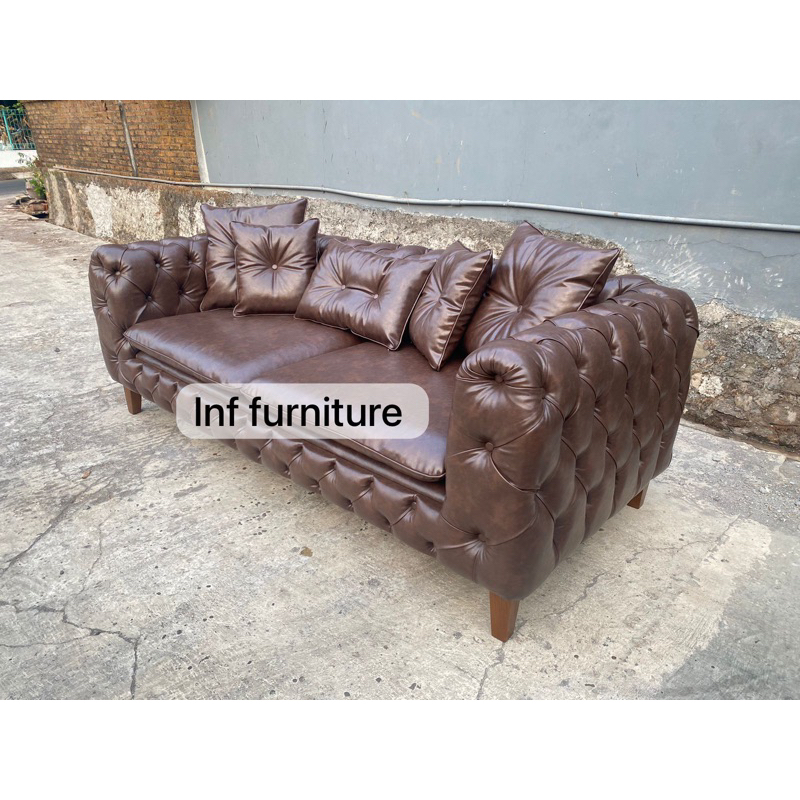 sofa chesterfield full kancing sofa kancing mewah sofa premium kulit import