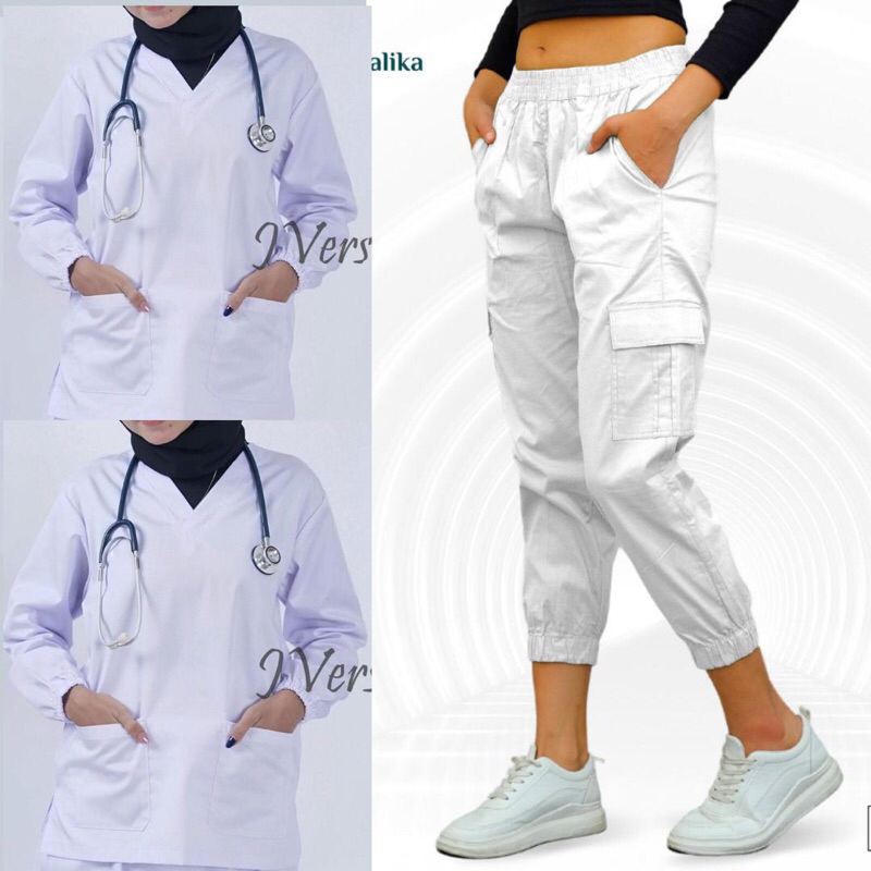 Baju Oka OK Set Celana Jogger Cargo Lengan Panjang Karet