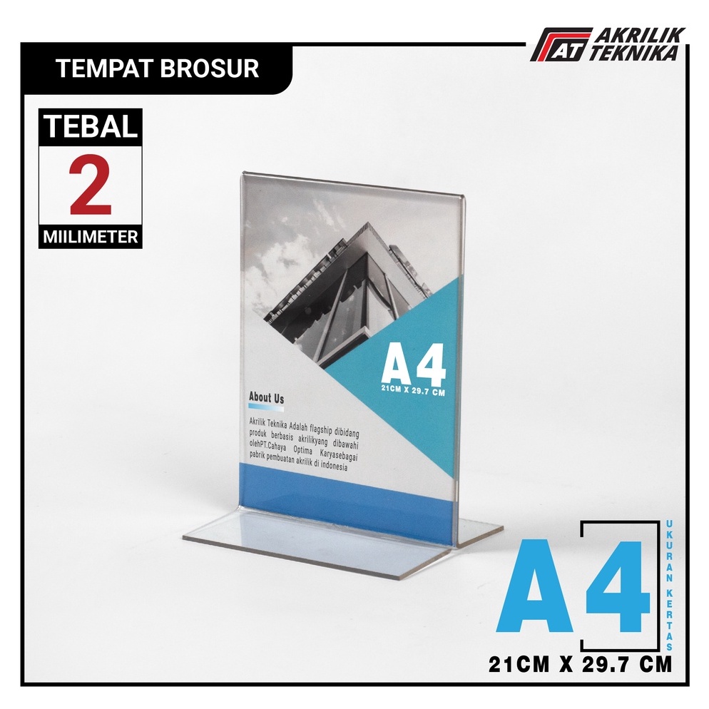 

[0EW61] Tempat Brosur Akrilik Tent Card Holder Portrait T - Ukuran A4 2mm 62