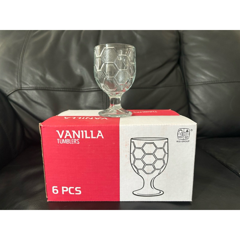 Vanilla Gelas Bola/Gelas Kaki set/Gelas Motif/Gelas Kaca/Gelas Kaki Bola