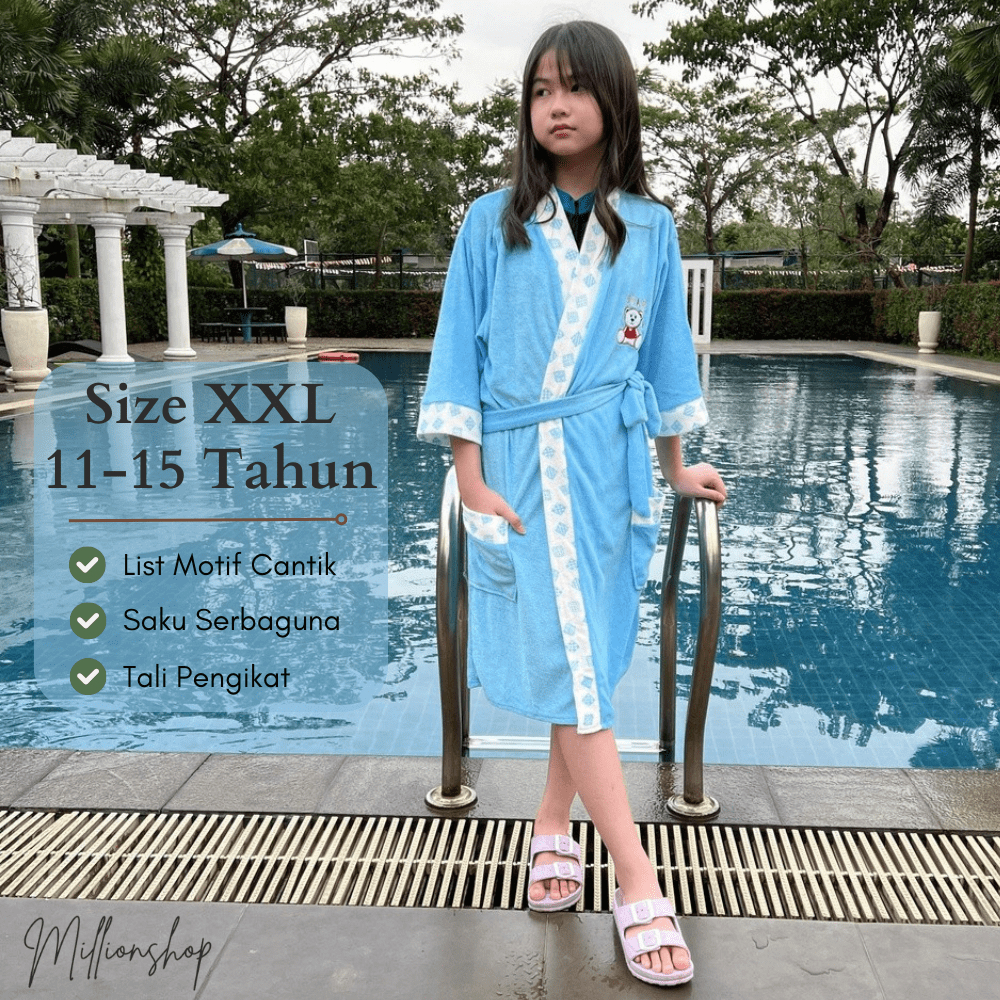 Handuk kimono Anak size XXL / 11-15 Tahun / Handuk Kimono Anak Perempuan / Jubah Mandi / Millionshop