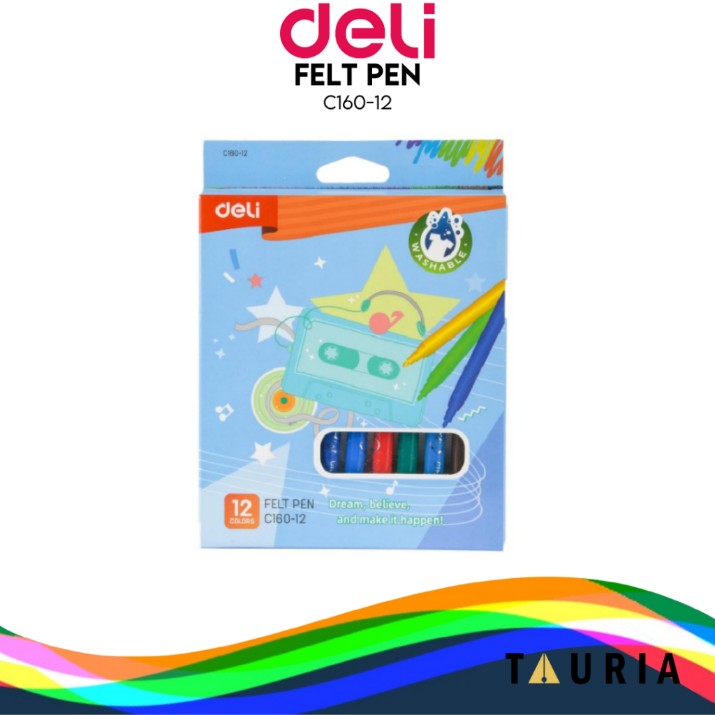 

Felt Pen / Spidol 12 Warna Mudah Dicuci DELI X AGNEZ MO C160-12