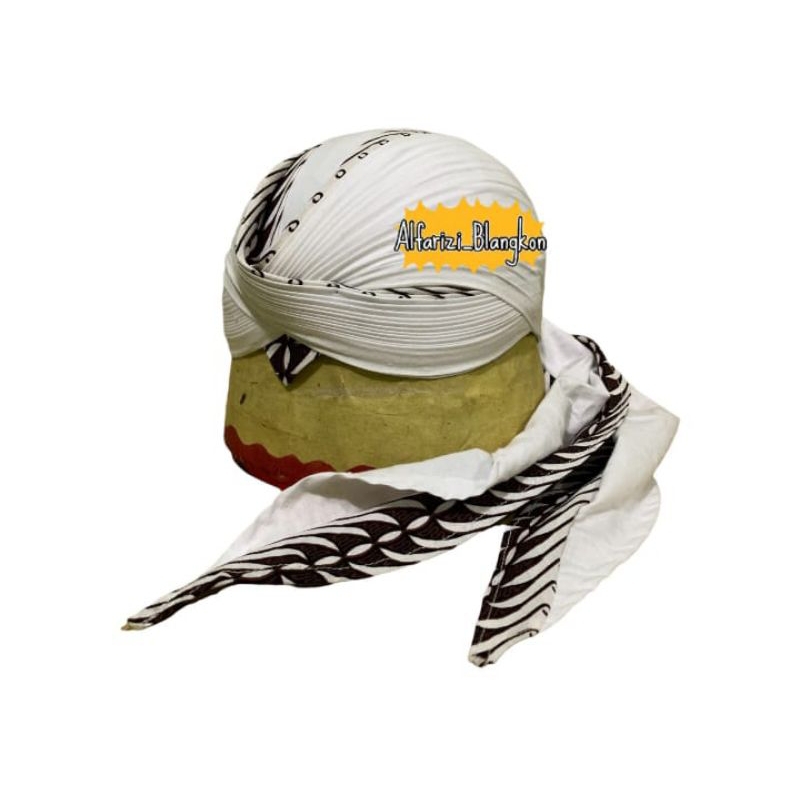 BLANGKON LIPAT JOGJA ALUSAN MATARAM PUTIH LIST SAMURAI PUTIH SLIWIR / ANAK DAN DEWASA