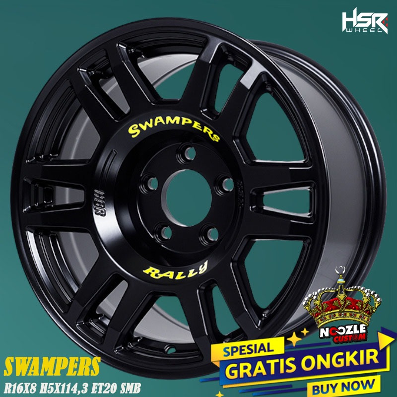 Velg Mobil Ring 16 Lubang 5 PCD 114 Pelek Mobil Rush Terios R16 Terbaru HSR Swampers