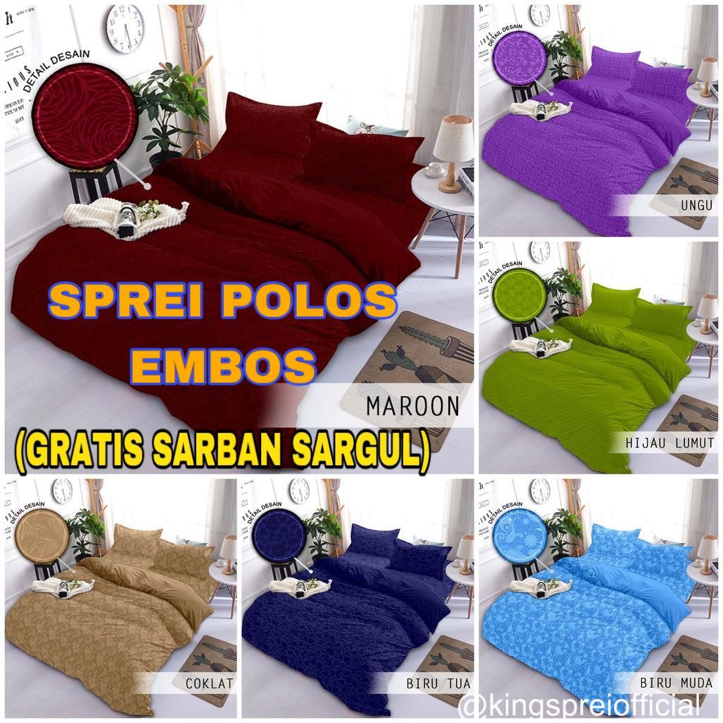 Sprei polos embos uk 180x200 160x200 120x200/Seprei hotel polos adem 1set sarung bantal sarung gulin