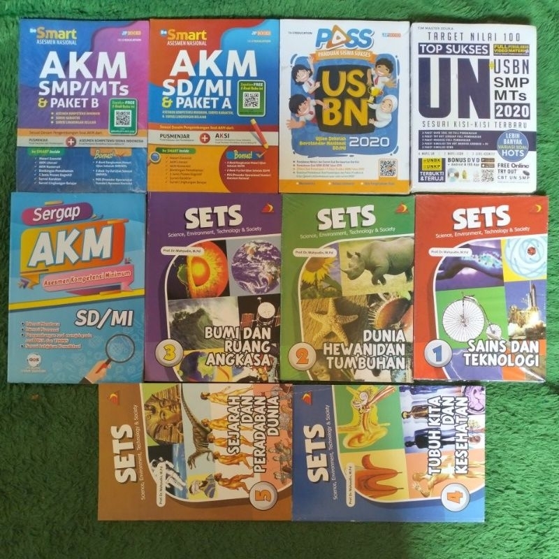 ORIGINAL BUKU AKM SMP/MTS SD/MI & PAKET A B PASS TOP SUKSES UN USBN 2020 + CD SERGAP ENSIKLOPEDIA PE