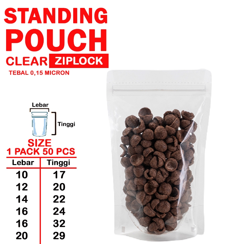 STANDING POUCH | STANDING POUCH ZIPLOCK CLEAR | Kemasan Snack | Plastik KOPI | Plastik Keripik