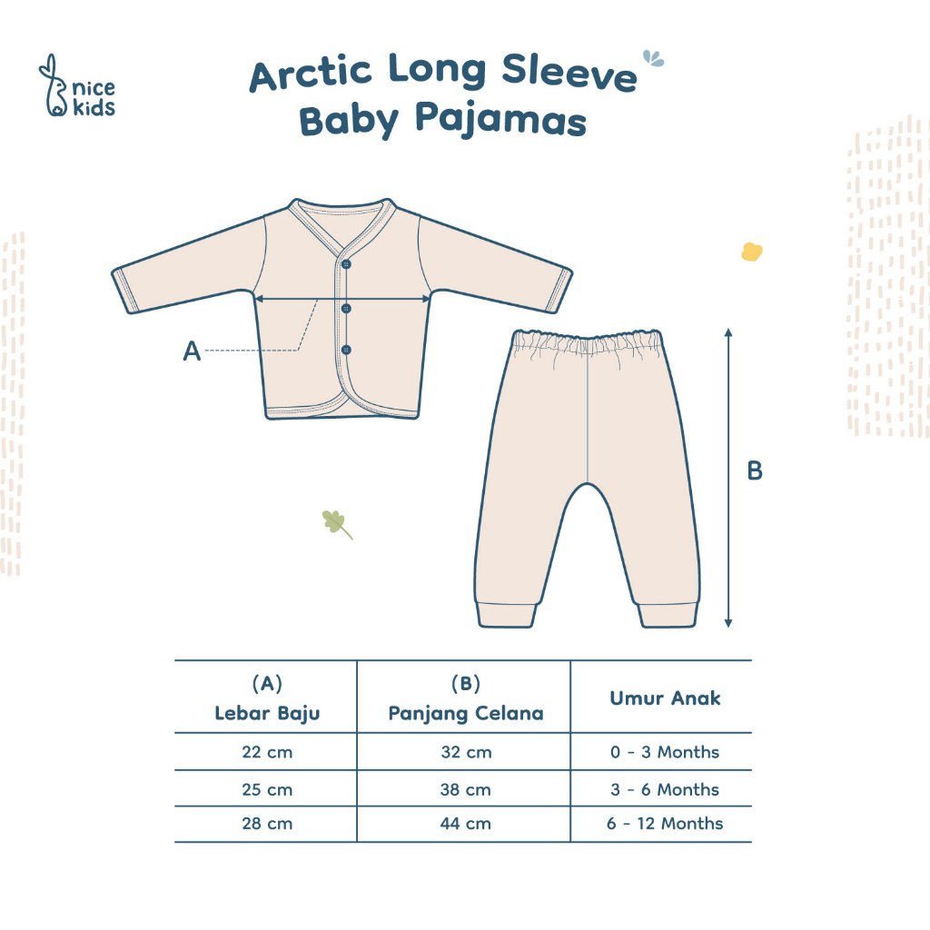 Nice Kids - ARCTIC COLLECTION Long Sleeve Baby Pajamas (Motif Piyama Bayi 0-12 Bulan) Piyama Baju Tidur Anak Bayi Newborn Pattern Motif