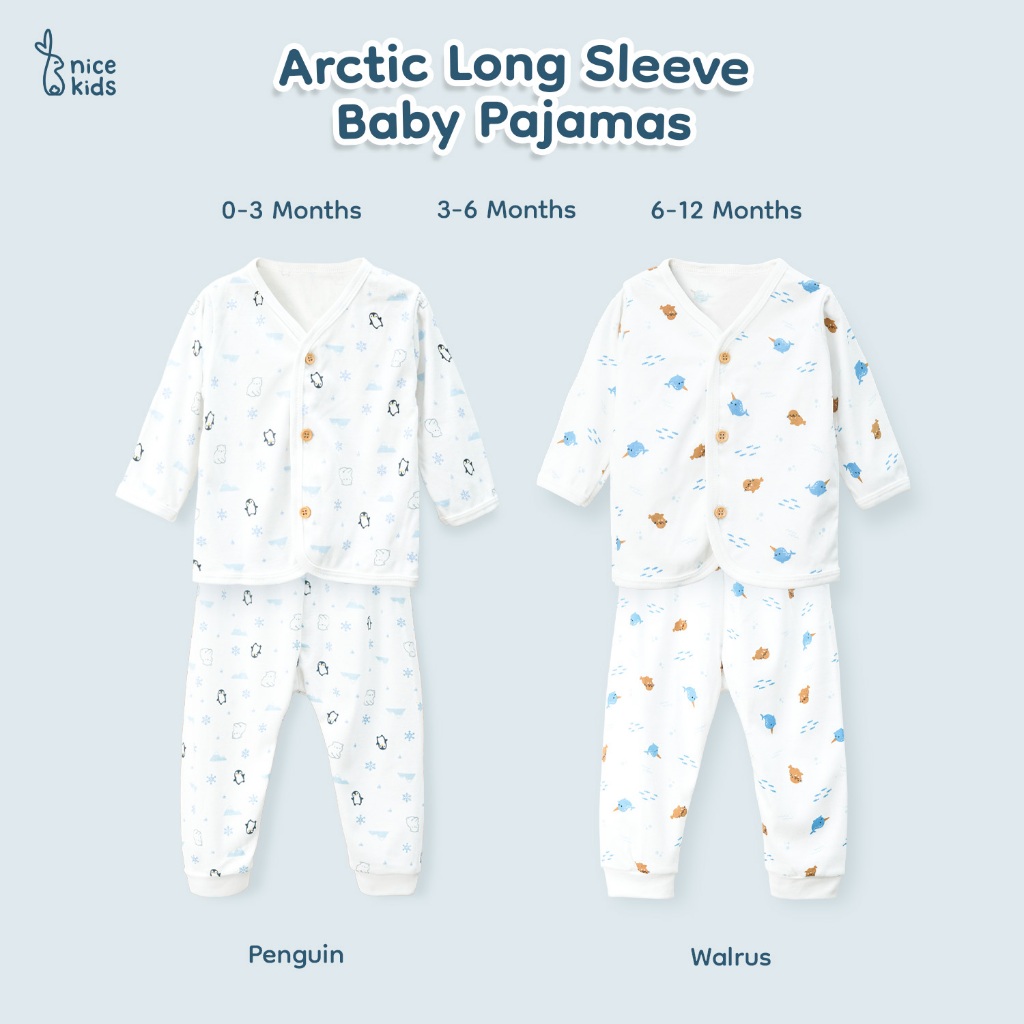 Nice Kids - ARCTIC COLLECTION Long Sleeve Baby Pajamas (Motif Piyama Bayi 0-12 Bulan) Piyama Baju Tidur Anak Bayi Newborn Pattern Motif