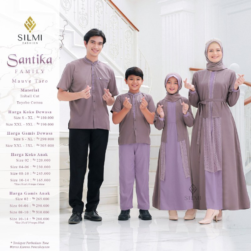 SARIMBIT TERBARU 2024 SANTIKA FAMILY MAUVE TARO BY SILMI FASHION // SETELAN PAKAIAN SERAGAM KELUARGA