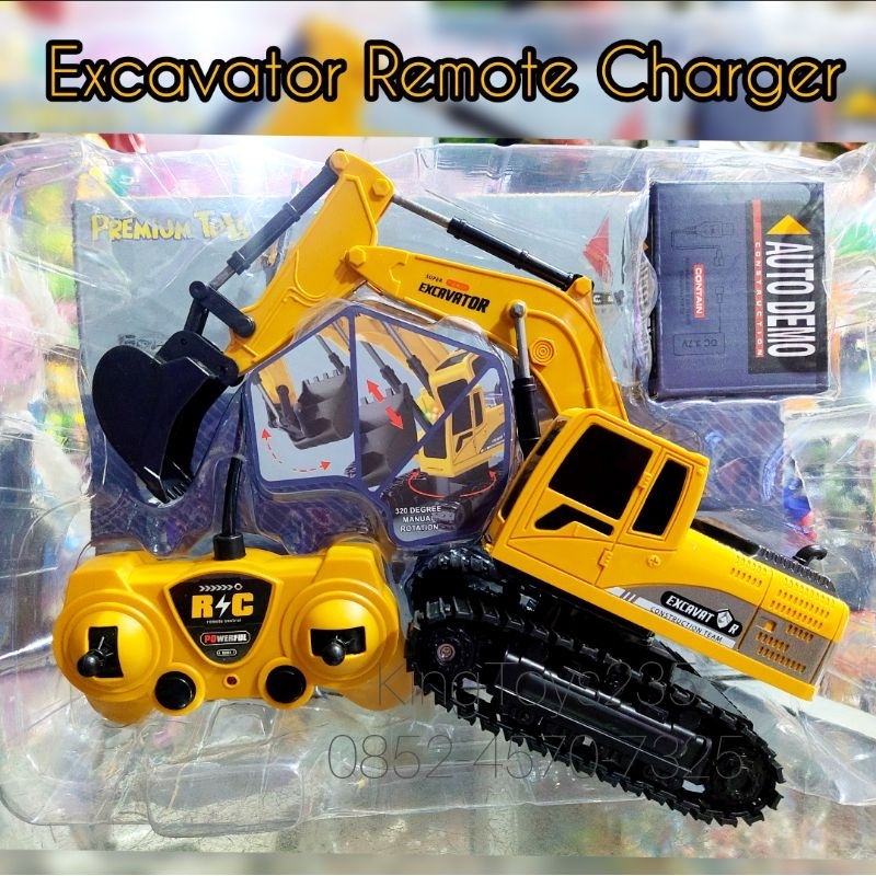 Mainan Mobil Remot Kontrol Anak Bonus Batrai Charger Excavator Remote Control Bisa Bergerak Lampu Su