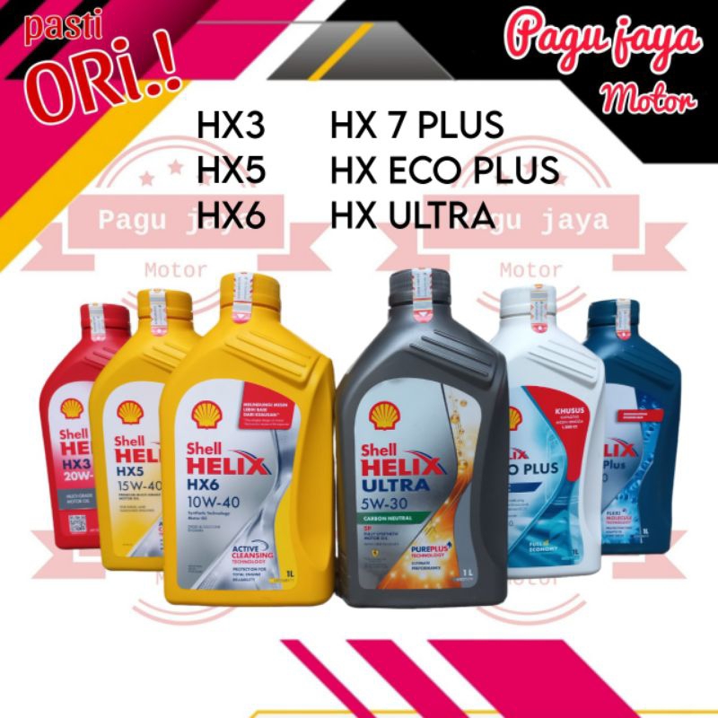 shell helix semua varian 1liter hx7 plus helix ultra helix eco plus hx3 hx5 hx6 oli mesin motor mobi