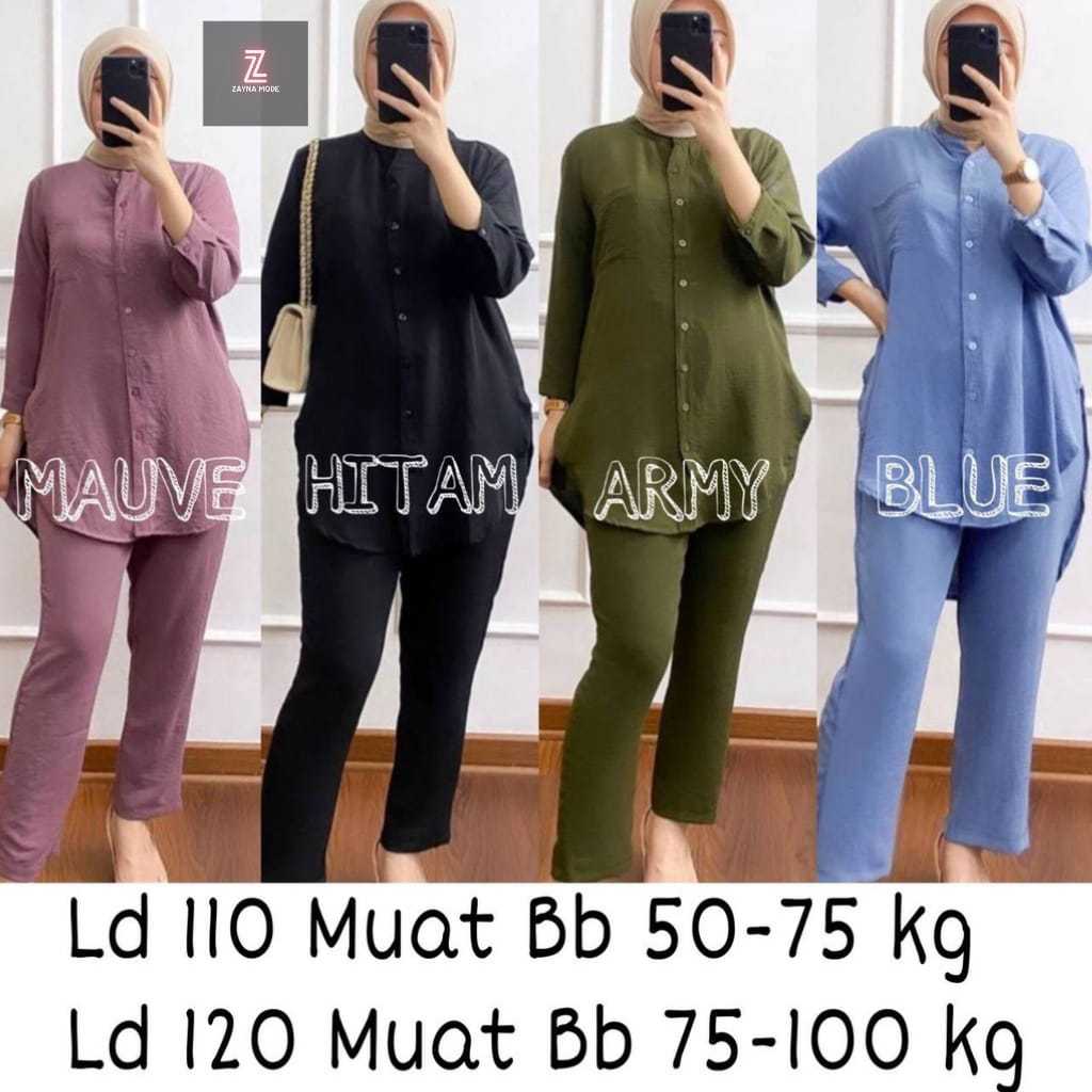 VIANDA ONE SET | Setelan Kemeja Crinkle Airflow Premium | Baju Oneset Wanita Kerah Shanghai | One Se