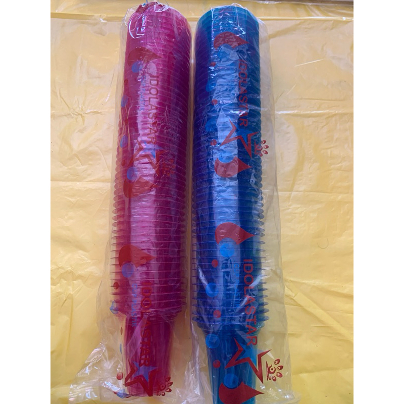 Cup plastik warna warni 150 ml merk idolastar