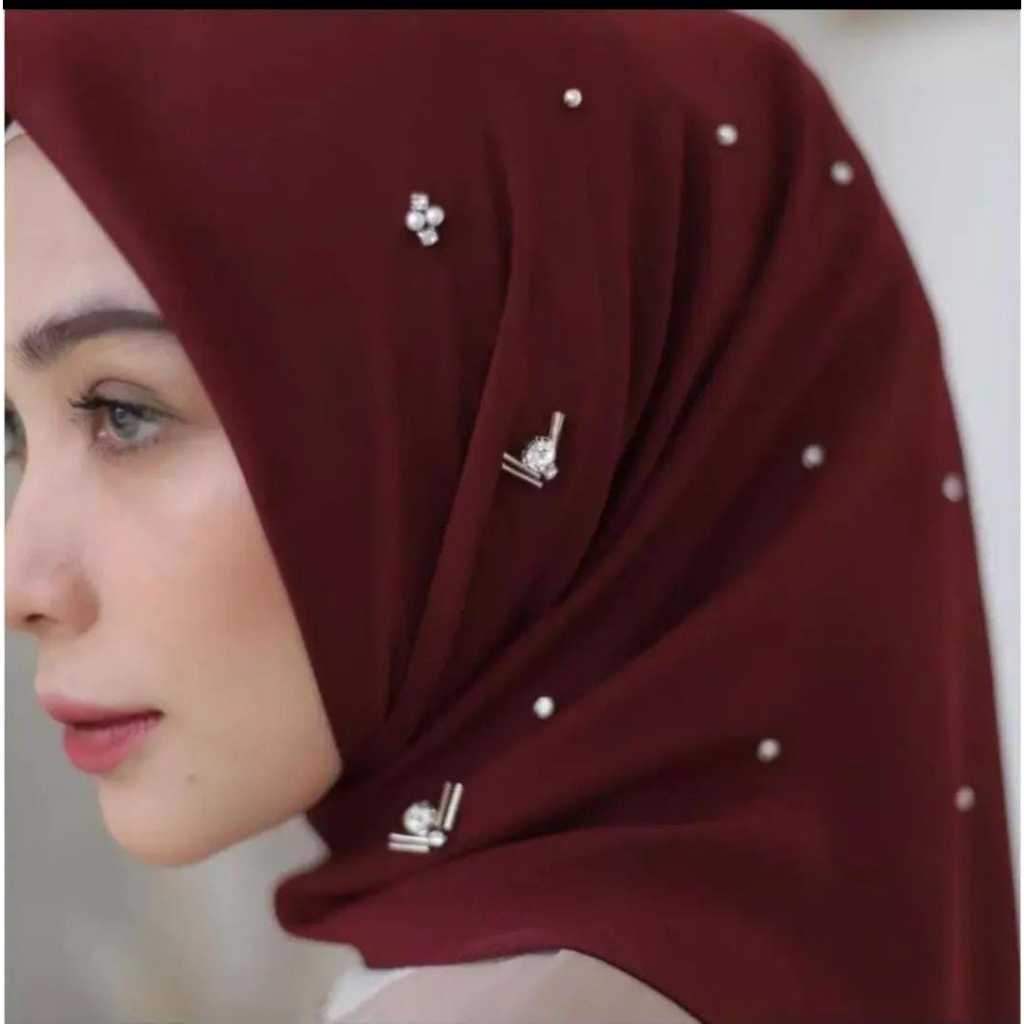 Hijab Segiempat Bella Raya Square Payet Swarovski Tabur Polycotton Premium