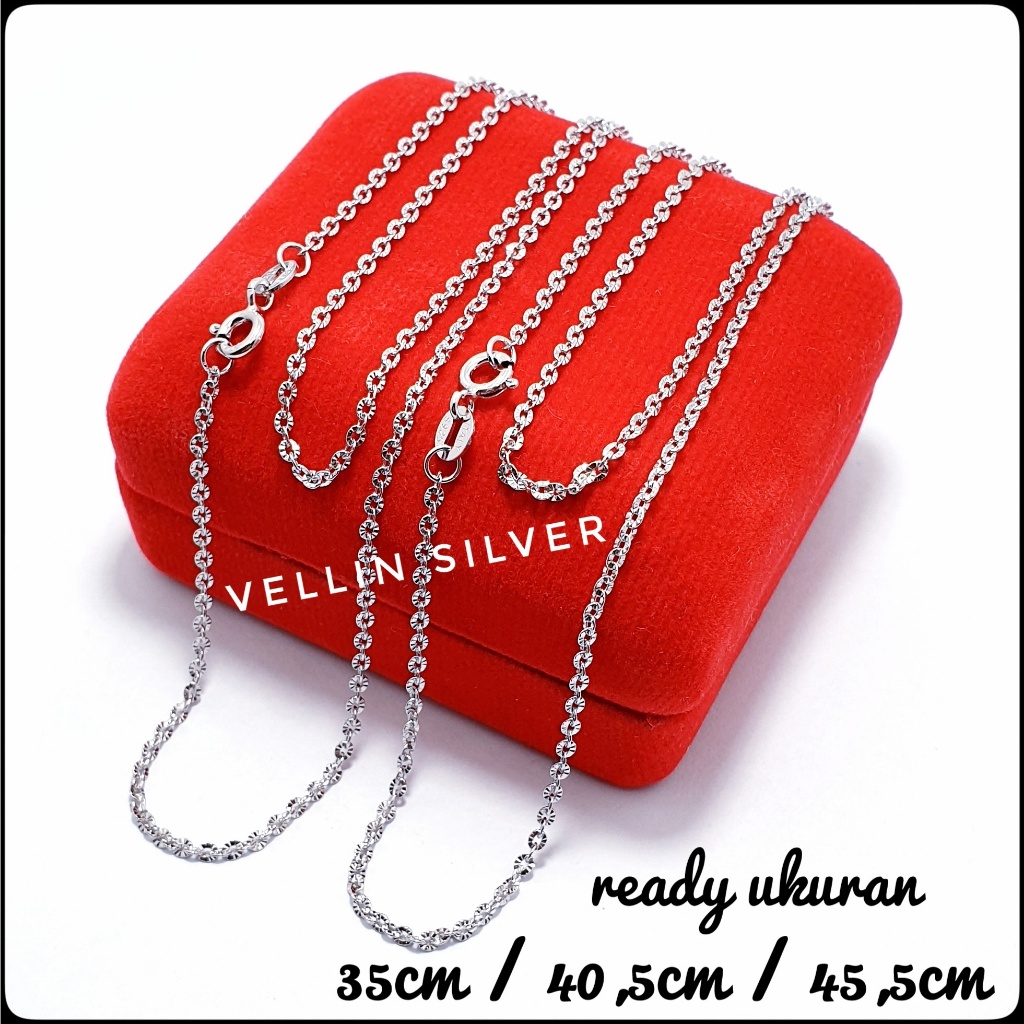 Kalung Perak Asli 925 Rantai Nori Ukir - Kalung Silver 925 Lapis Emas Putih
