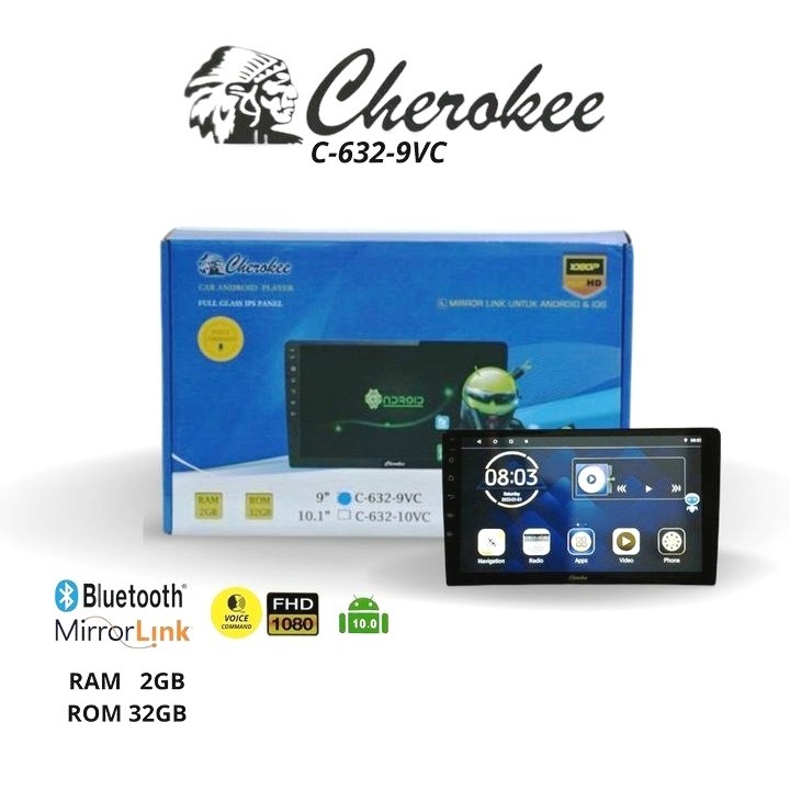 Head Unit Android 9 Inch 2gb 32gb Cherokee Double din IPS Layar IPS