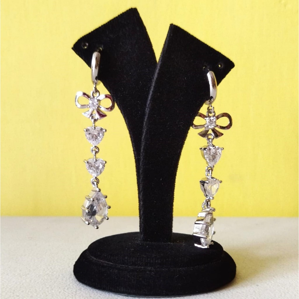 ANNYEONG HASEYO GIFT SHOP | Anting Perak Panjang | Silver Earrings | Titanium | Panjang 6 cm