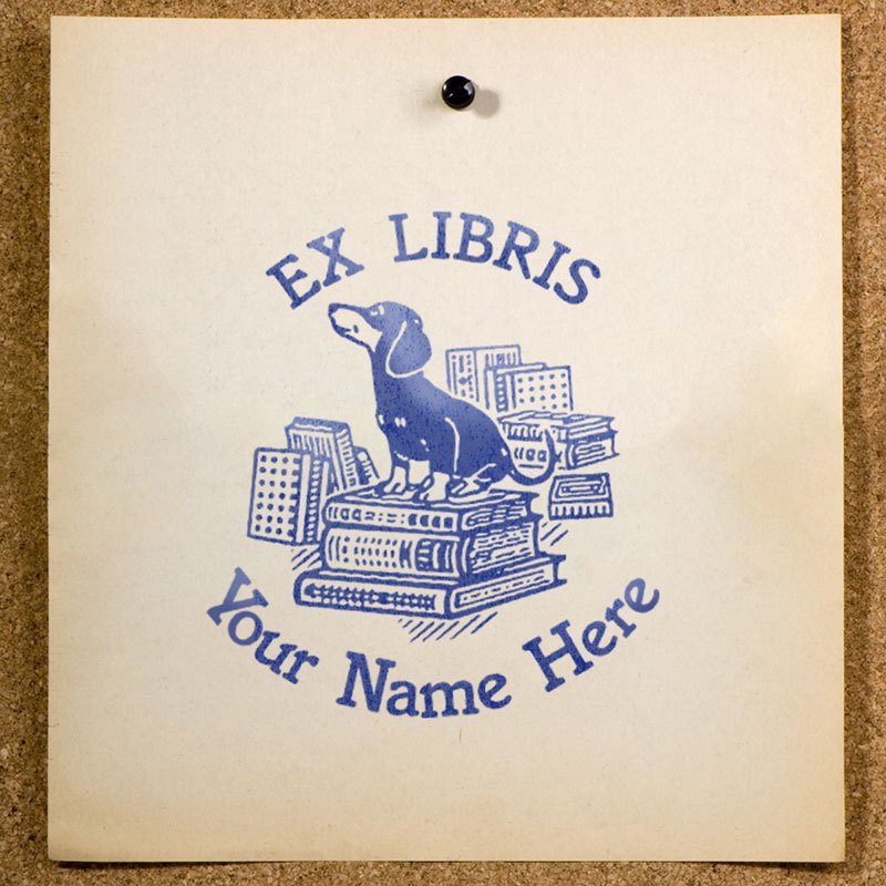 

Stempel Buku Ex Libris Custom Nama | Desain Anjing Dachshund | SE-23 | Perpustakaan Pribadi