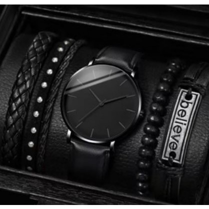 terbaru 2pcs jam tangan gaya bisnis pria jam tangan mewah klasik ultra tipis jam tangan paduan