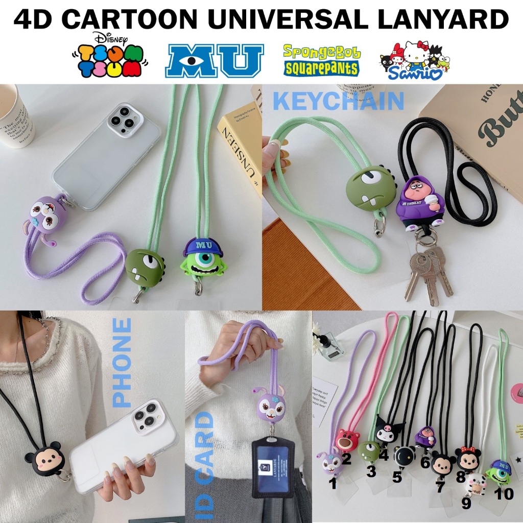 

TALI LANYARD 4D CARTOON LANYARD DISNEY TSUM TSUM SANRIO DINOSAUR KUROMI CARDCAPTOR SAKURA TALI HP PANJANG 34 CM