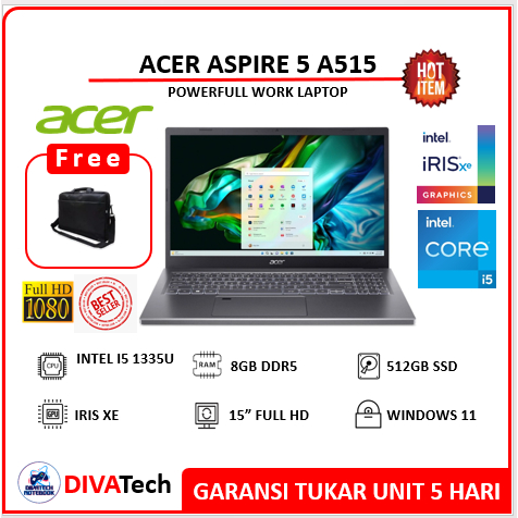 ACER ASPIRE 5 A515 CORE I5 1335 8GB 512GB W11PRE 15.6FHD IPS NUMPAD