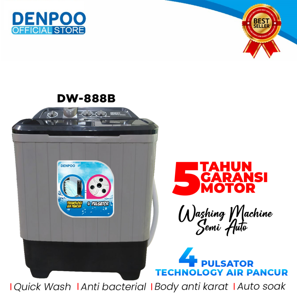 DENPOO MESIN CUCI 2 TABUNG DW 888B