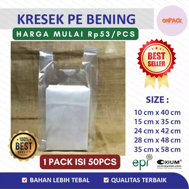Kantong Plastik Kresek PE Bening 50Pcs RAMAH LINGKUNGAN