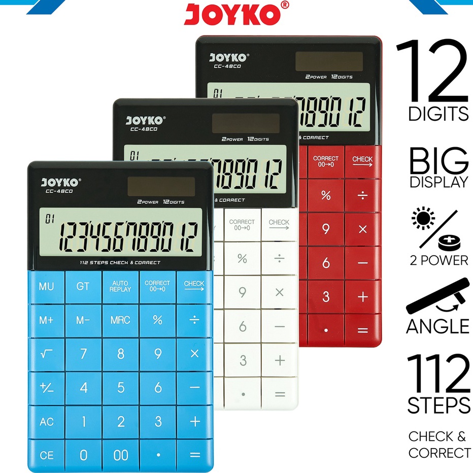 

Diskon Calculator Kalkulator Joyko CC-48CO 12 Digits Check Correct Terupdate