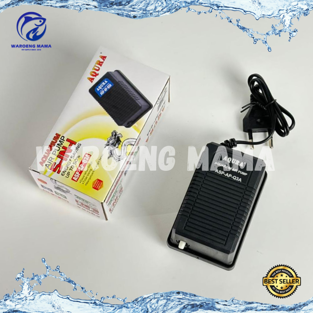 Aerator AQURA ASP AP Q3A mesin pompa aerator gelembung udara aquarium 1 lubang